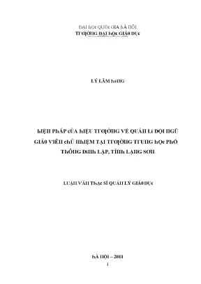 Luận văn biện pháp của hiệu trưởng về quản lý đội ngũ giáo viên chủ nhiệm tại trường trung học phổ thông đình lập tỉnh lạng sơn