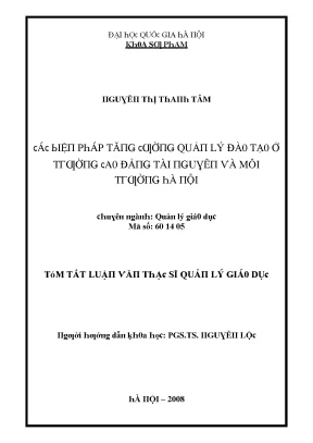 Luận văn các biện pháp tăng cường quản lý đào tạo ở trường cao đẳng tài nguyên và môi trường hà nội