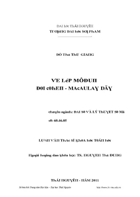 Luận văn về lớp môđun đối cohen macaulay dãy
