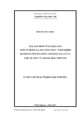 Luận văn dạy học đoạn trích kịch bản hồn trương ba da hàng thịt theo hướng khám phá những sáng tạo nghệ thuật của lưu quang vũ cho học sinh miền núi