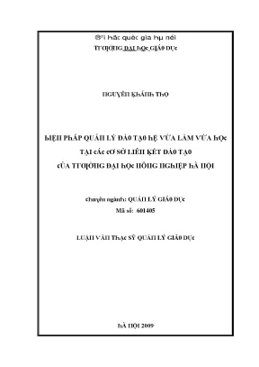 Luận văn biện pháp quản lý đào tạo hệ vừa làm vừa học tại các cơ sở liên kết đào tạo của trường đại học nông nghiệp hà nội