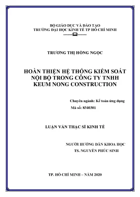 Luận văn hoàn thiện hệ thống kiếm soát nội bộ trong công ty tnhh keum nong construction