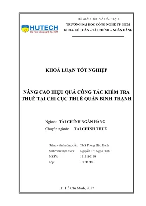 Luận văn nâng cao hiệu quả công tác kiểm tra thuế tại chi cục thuế quận bình thạnh