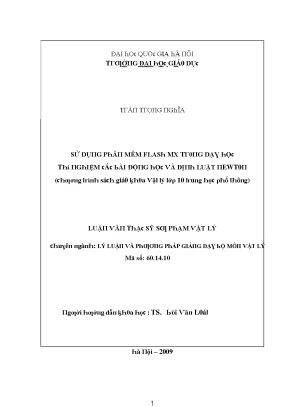Luận văn sử dụng phần mềm flash mx trong dạy học thí nghiệm các bài động học và định luật newton chương trình sách giáo khoa vật lý lớp 10 trung học phổ thông