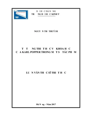 Luận văn tư tưởng triết học về khoa học của karl popper trong một số tác phẩm