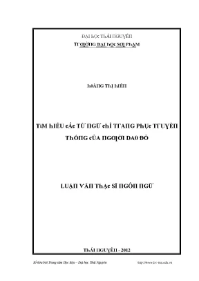 Luận văn tìm hiểu các từ ngữ chỉ trang phục truyền thống của người dao đỏ