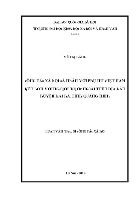 Luận văn công tác xã hội cá nhân với phụ nữ việt nam kết hôn với người nước ngoài trên địa bàn huyện hải hà tỉnh quảng ninh