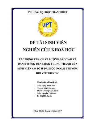 Tác động của chất lượng đào tạo và danh tiếng đến lòng trung thành của sinh viên cơ sở ii đại học ngoại thương đối với trường
