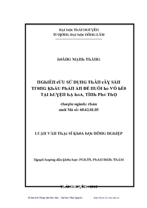 Luận văn nghiên cứu sử dụng thân cây sắn trong khẩu phần ăn để nuôi bò vỗ béo tại huyện hạ hòa tỉnh phú thọ