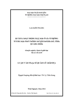 Luận văn quản lý hoạt động dạy học ở các trường trung học phổ thông huyện hoành bồ tỉnh quảng ninh