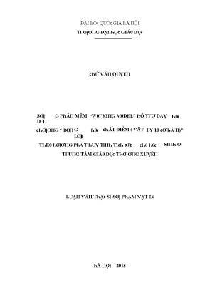 Luận văn sử dụng phần mềm working model hỗ trợ dạy học chương động lực học chất điểm vật lý 10 cơ bản theo hướng phát huy tính tích cực cho học sinh ở trung tâm giáo dục thường xuyên