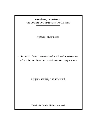 Luận văn các yếu tố ảnh hưởng đến tỷ suất sinh lợi của các ngân hàng thương mại việt nam