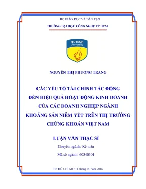 Luận văn các yếu tố tài chính tác động đến hiệu quả hoạt động kinh doanh của các doanh nghiệp ngành khoáng sản niêm yết trên thị trường chứng khoán việt nam