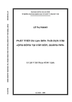 Luận văn phát triển du lịch sinh thái dựa vào cộng đồng tại vân đồn quảng ninh