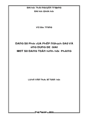 Luận văn dạng số phức của phép nghịch đảo và ứng dụng để giải một số dạng toán hình học phẳng