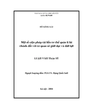 Luận văn một số biện pháp cải tiến cơ chế quản lí tài chính đối với cơ quan sở giáo dục và đào tạo phân tích trường hợp sở giáo dục và đào tạo thành phố hải phòng