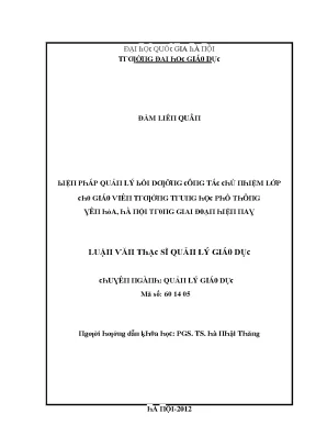 Luận văn biện pháp quản lý bồi dưỡng công tác chủ nhiệm lớp cho giáo viên trường trung học phổ thông yên hòa hà nội trong giai đoạn hiện nay