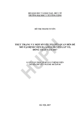 Thực trạng và một số yếu tố liên quan đến đẻ mổ tại bệnh viện đa khoa huyện lấp vò đồng tháp năm 2017