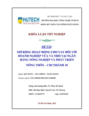 Luận văn mở rộng hoạt động cho vay đối với doanh nghiệp vừa và nhỏ tại ngân hàng nông nghiệp và phát triển nông thôn chi nhánh 10