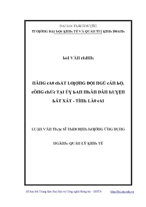 Luận văn nâng cao chất lượng đội ngũ cán bộ công chức tại ủy ban nhân dân huyện bát xát tỉnh lào cai