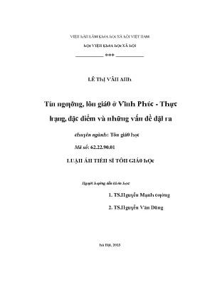 Luận văn tín ngưỡng tôn giáo ở vĩnh phúc thực trạng đặc điểm và những vấn đề đặt ra