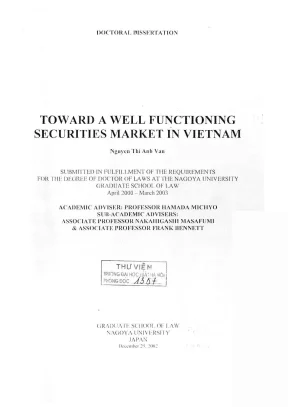Luận án tiến sĩ luật học toward a well functioning securities market in vietnam
