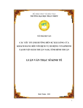 Các yếu tố ảnh hưởng đến sự hài lòng của khách hàng đối với dịch vụ di động vinaphone tại huyện hàm thuận nam tỉnh bình thuận