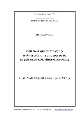 Luận văn biện pháp quản lý dạy học ở các trường trung học cơ sở huyện khăm kợt tỉnh bolikhamxay