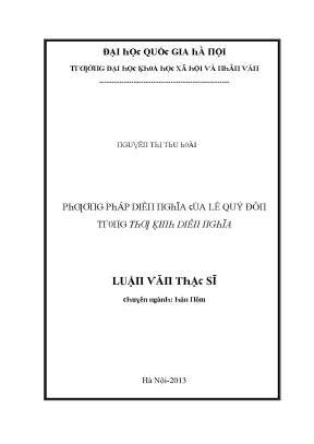 Luận văn phương pháp diễn nghĩa của lê qúi đôn trong thư kinh diễn nghĩa