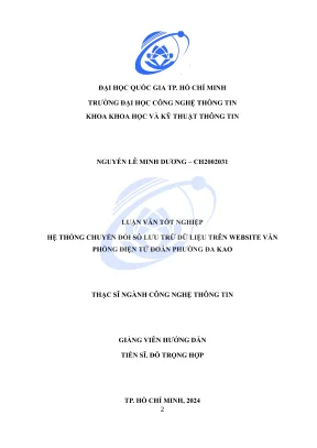 Luận văn thạc sĩ công nghệ thông tin hệ thống chuyển đổi số lưu trữ dữ liệu trên website văn phòng điện tử đoàn phường đa kao