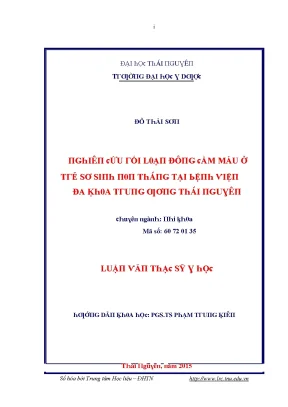Luận văn nghiên cứu rối loạn đông cầm máu ở trẻ sơ sinh non tháng tại bệnh viện đa khoa trung ương thái nguyên