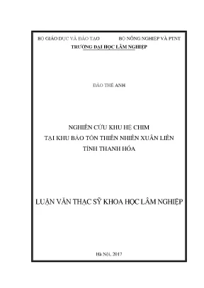 Luận văn nghiên cứu khu hệ chim tại khu bảo tồn thiên nhiên xuân liên tỉnh thanh hóa