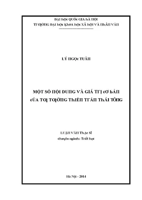 Luận văn một số nội dung và giá trị cơ bản của tư tưởng thiền trần thái tông