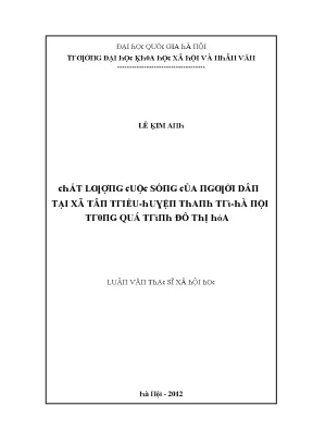Luận văn chất lượng cuộc sống của người dân tại xã tân triều huyện thanh trì hà nội trong quá trình đô thị hóa