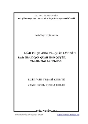 Luận văn hoàn thiện công tác quản lý ngân sách nhà nước quận ngô quyền thành phố hải phòng
