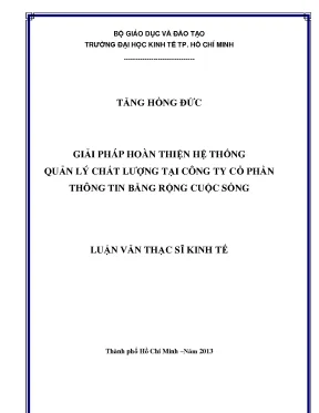 Luận văn giải pháp hoàn thiện hệ thống quản lý chất lượng tại công ty cổ phần thông tin băng rộng cuộc sống luận văn thạc sĩ