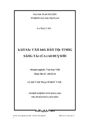 Luận văn bản sắc văn hóa dân tộc trong sáng tác của cao duy sơn