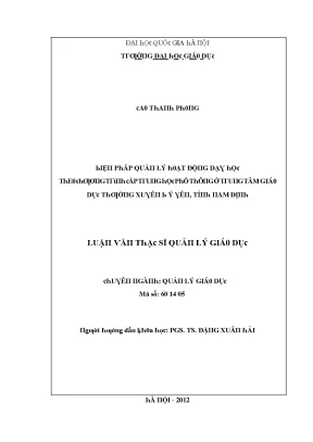Luận văn phát triển trường trung học cơ sở xuân sơn huyện tân sơn tỉnh phú thọ đạt chuẩn quốc gia
