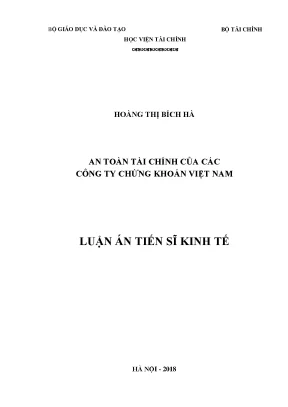 Luận án tiến sĩ kinh tế an toàn tài chính của các công ty chứng khoán việt nam