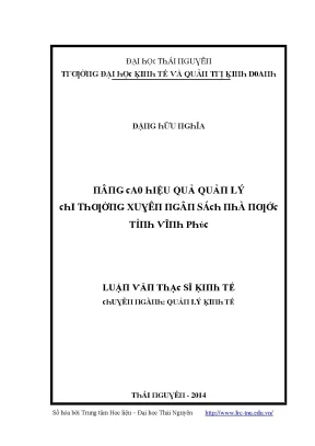 Luận văn nâng cao hiệu quả quản lý chi thường xuyên ngân sách nhà nước tỉnh vĩnh phúc