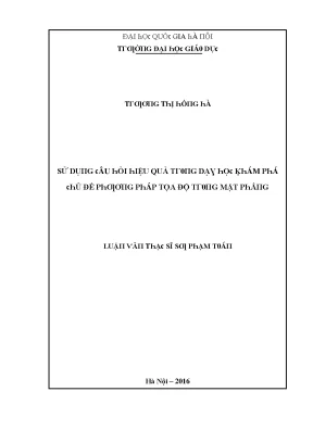 Luận văn sử dụng câu hỏi hiệu quả trong dạy học khám phá chủ đề phương pháp tọa độ trong mặt phẳng