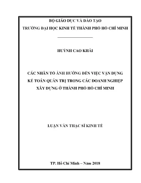 Luận văn các nhân tố ảnh hưởng đến việc vận dụng kế toán quản trị trong các doanh nghiệp xây dựng ở thành phố hồ chí minh
