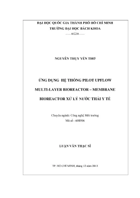 Luận văn thạc sĩ công nghệ môi trường ứng dụng hệ thống pilot umbr mbr xử lý nước thải y tế