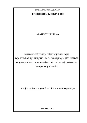 Luận văn đánh giá năng lực tiếng việt của lưu học sinh lào trường cao đẳng sư phạm yên bái theo hướng tiếp cận khung năng lực tiếng việt dùng cho người nước ngoài