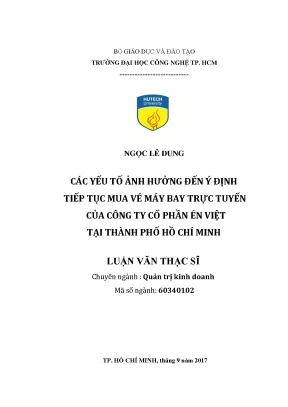 Luận văn các yếu tố ảnh hưởng đến ý định tiếp tục mua vé máy bay trực tuyến của công ty cổ phần én việt tại thành phố hồ chí minh