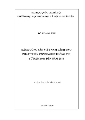 Luận án tiến sĩ đảng cộng sản việt nam lãnh đạo phát triển công nghệ thông tin từ năm 1986 đến năm 2010