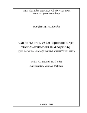 Luận văn vấn đề phái tính và âm hưởng nữ quyền trong văn xuôi việt nam đương đại qua sáng tác của một số nhà văn nữ tiêu biểu