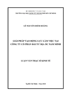 Luận văn giải pháp tạo động lực làm việc tại công ty cổ phần đầu tư địa ốc nam minh