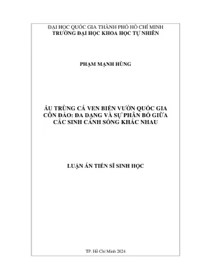 Luận án tiến sĩ sinh học ấu trùng cá ven biển vườn quốc gia côn đảo đa dạng và sự phân bố giữa các sinh cảnh sống khác nhau