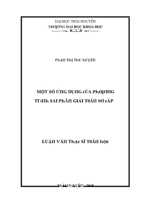 Luận văn một số ứng dụng của phương trình sai phân giải toán sơ cấp